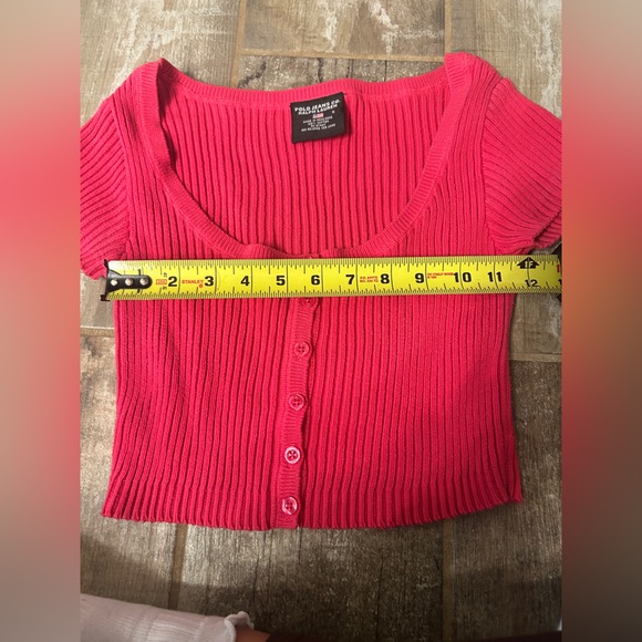 Polo by Ralph Lauren Pink Ribbed Button Crop Top - Picture 3 of 8